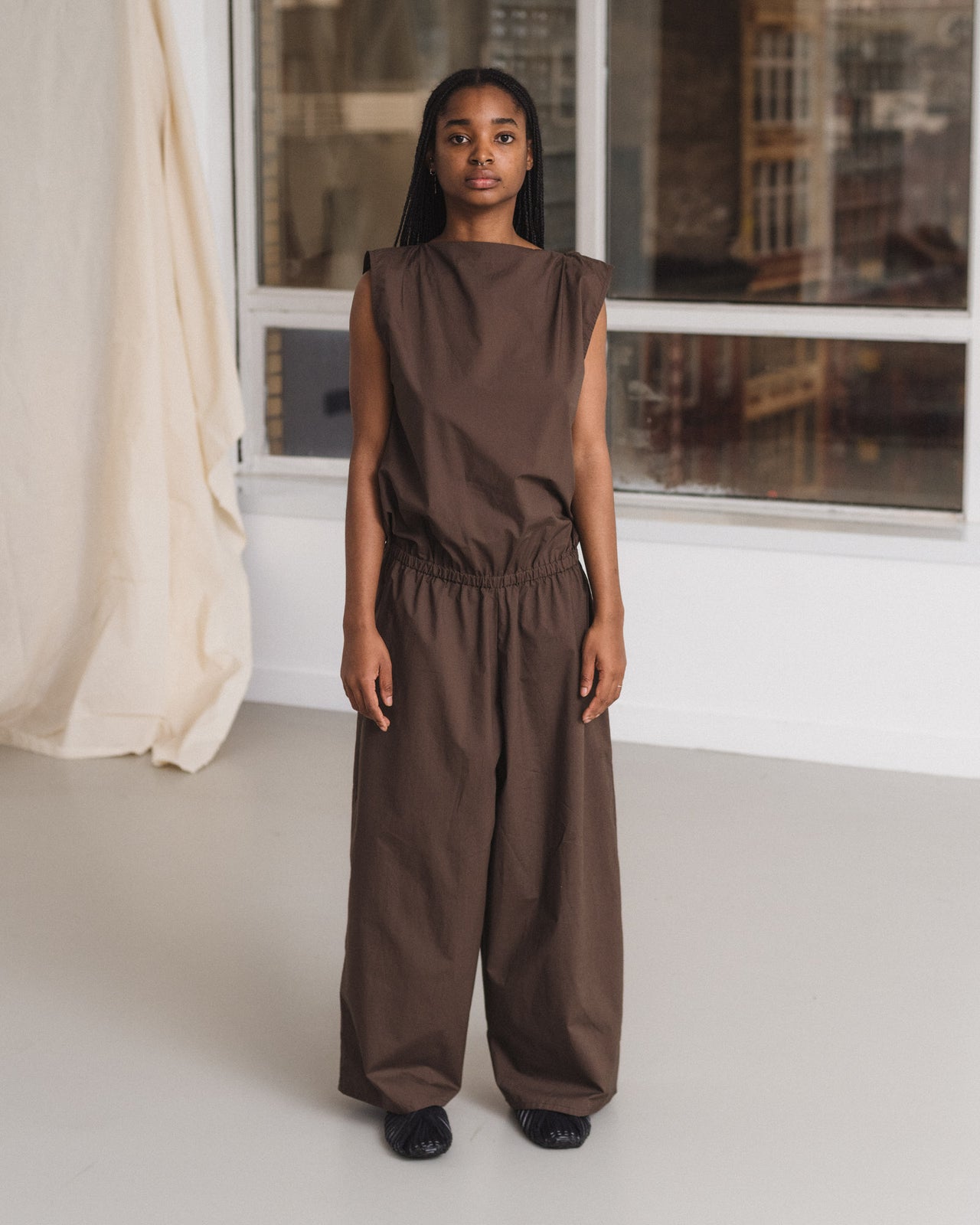 Tin Jumpsuit - Organic Cotton Poplin - Mara Brown