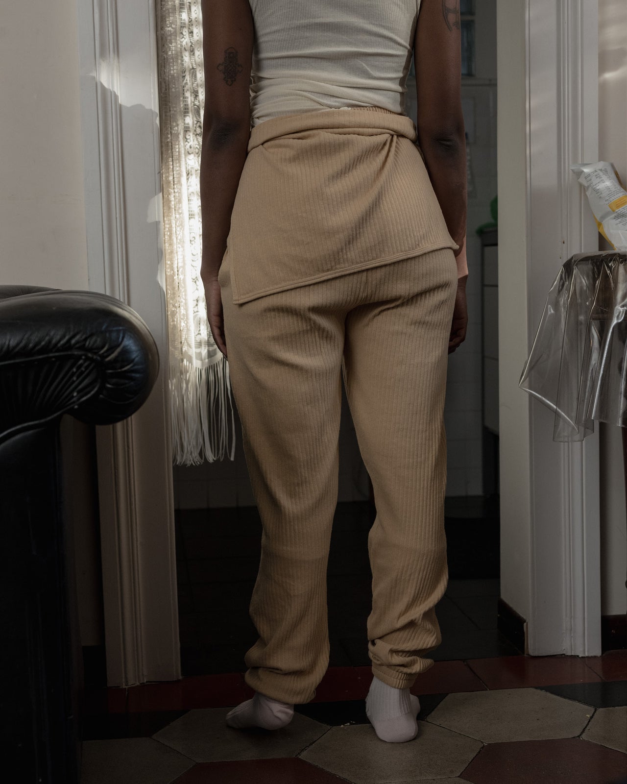 Tour Sweat Pants - Organic Cotton / Hemp Rib - Dust Beige - WT23
