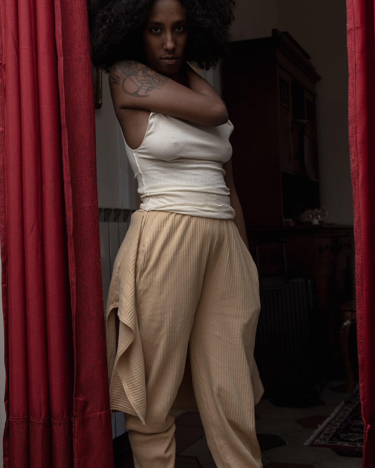 Tour Sweat Pants - Organic Cotton / Hemp Rib - Dust Beige - WT23