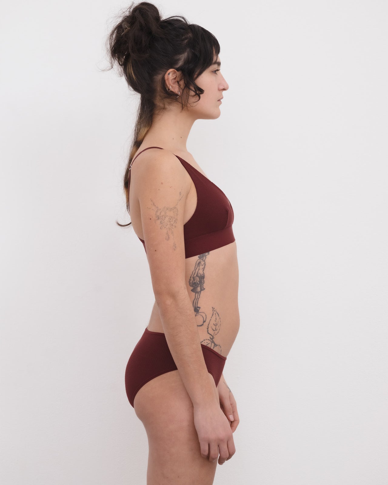 Triangle Bra - Fine Organic Cotton Rib - Nara Red
