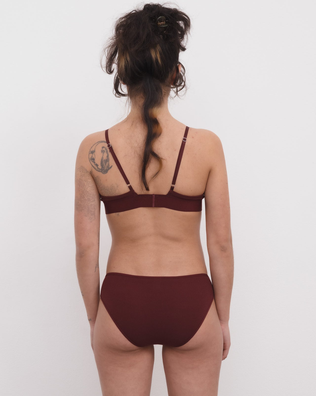 Triangle Bra - Fine Organic Cotton Rib - Nara Red