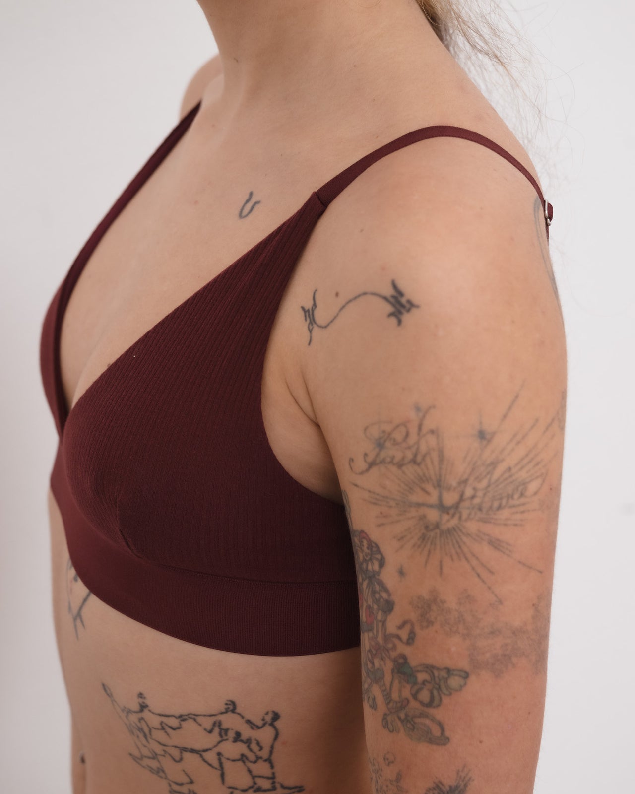Triangle Bra - Fine Organic Cotton Rib - Nara Red