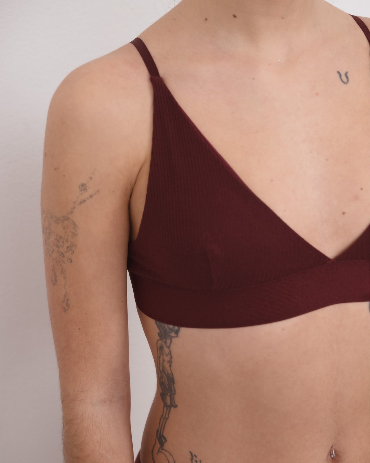 Triangle Bra - Fine Organic Cotton Rib - Nara Red