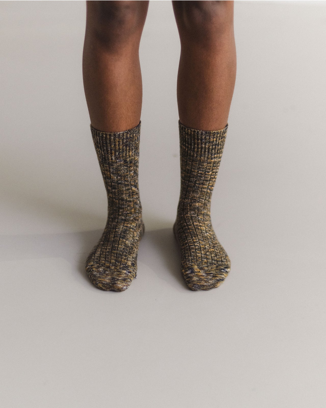 Twist Overankle Socks - Organic Cotton - Olive Green Melange