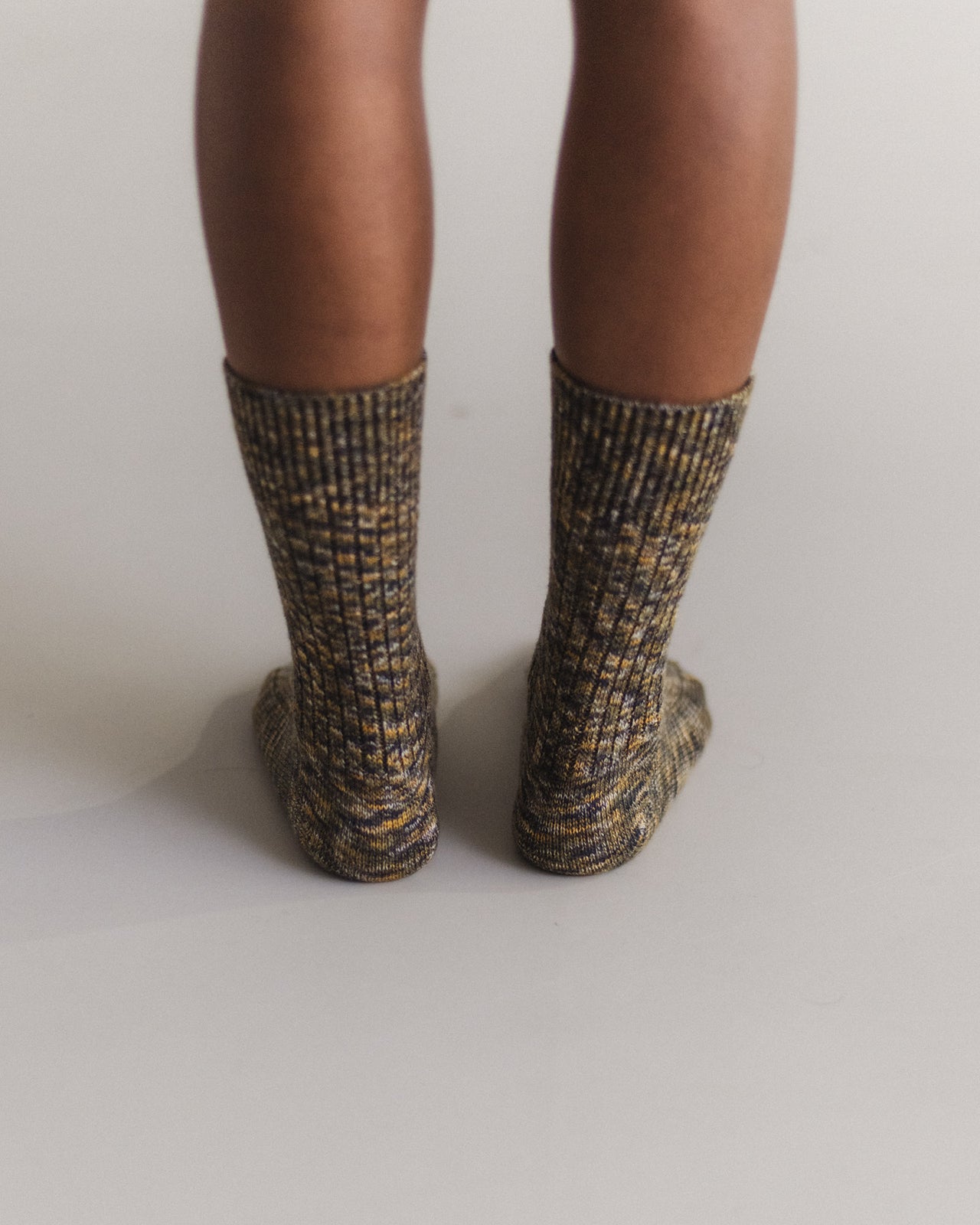 Twist Overankle Socks - Organic Cotton - Olive Green Melange