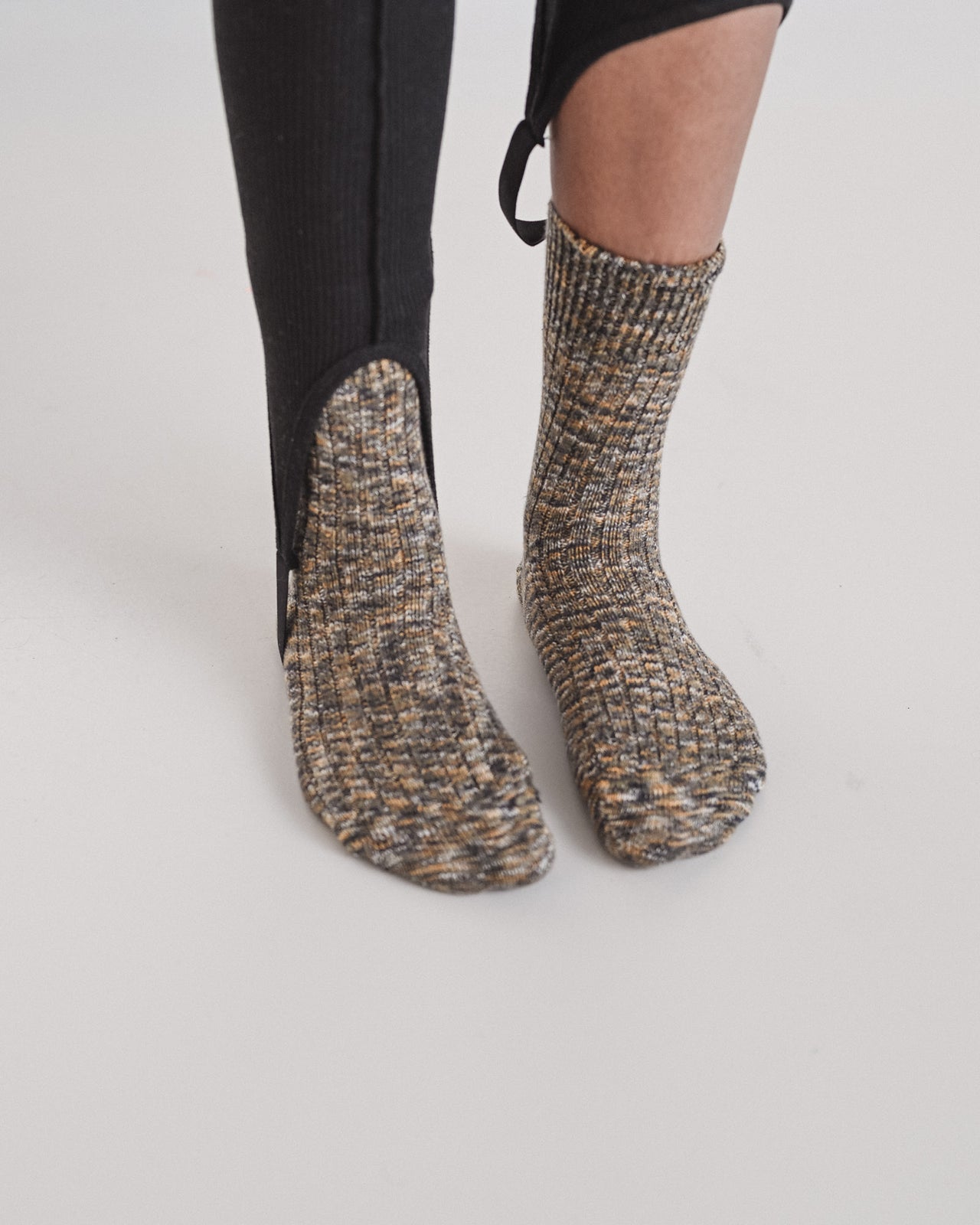 Twist Overankle Socks - Organic Cotton - Olive Green Melange