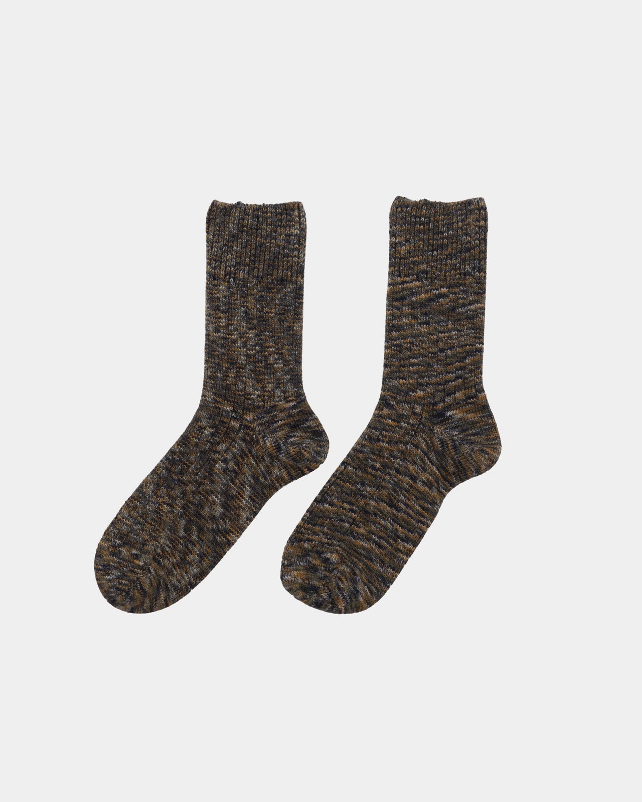 Twist Overankle Socks - Organic Cotton - Olive Green Melange