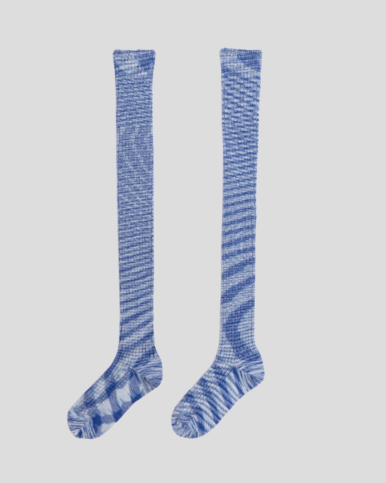 Twist Overknee Socks - Organic Cotton Rib - Blue Melange