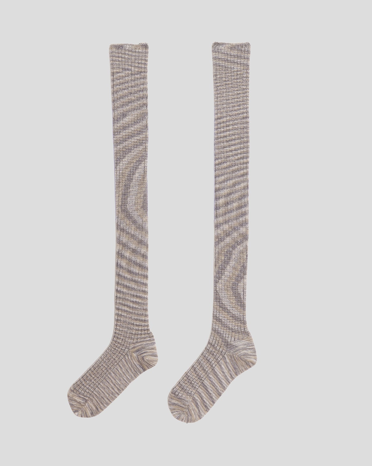 Twist Overknee Socks - Organic Cotton Rib - Grey Melange