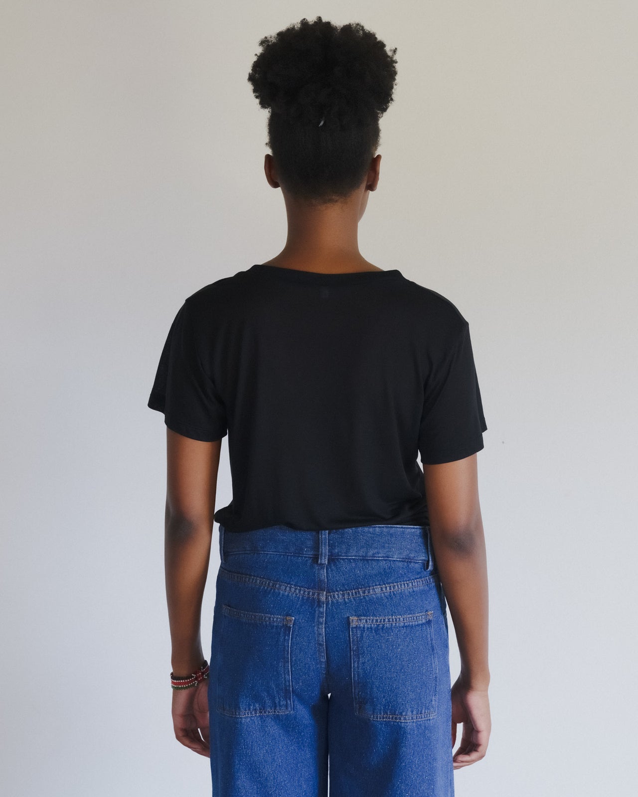 V Neck Tee Shirt - Bamboo Lyocell - Black