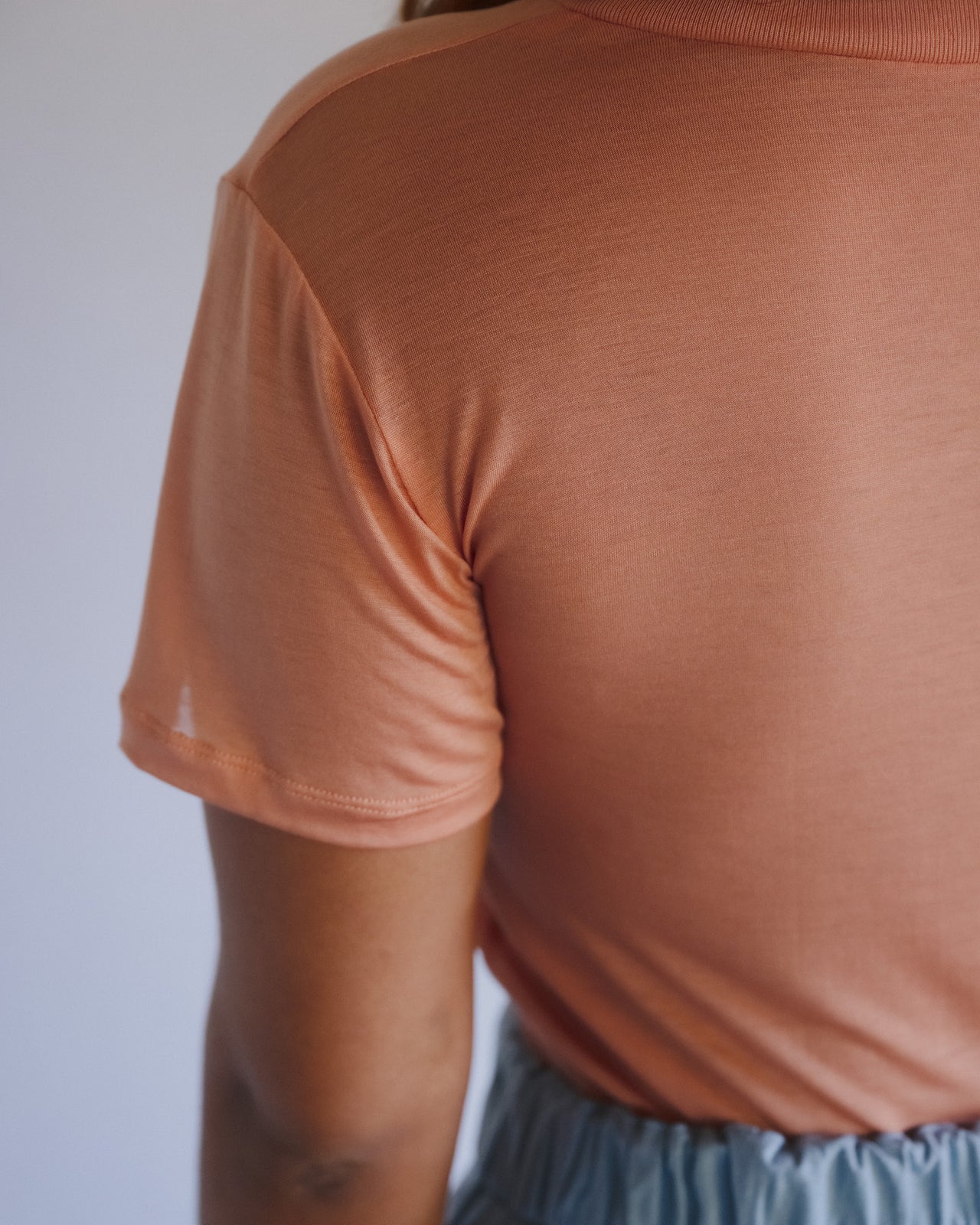 V Neck Tee Shirt - Bamboo Lyocell - Branch Terracotta