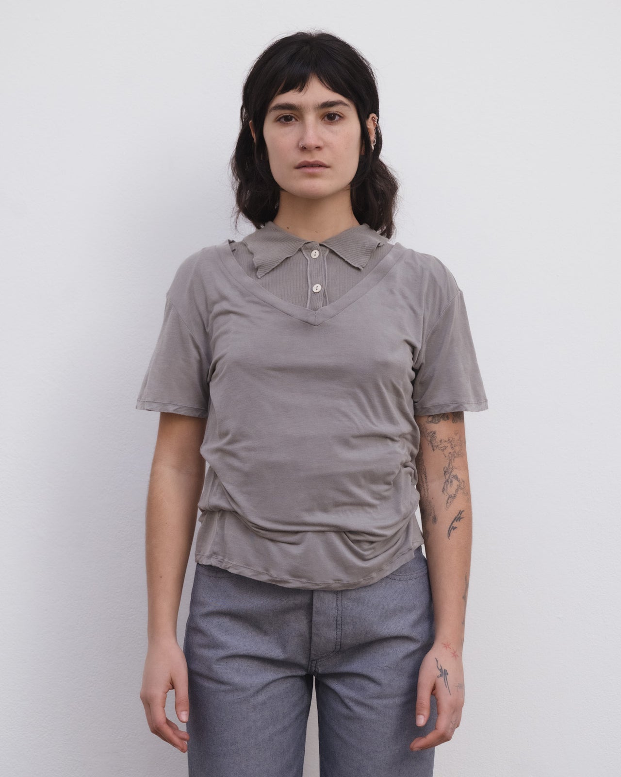 V Neck Tee Shirt - Bamboo Lyocell - Gilda Grey