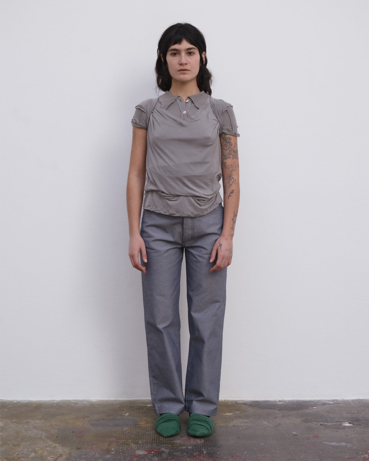 V Neck Tee Shirt - Bamboo Lyocell - Gilda Grey