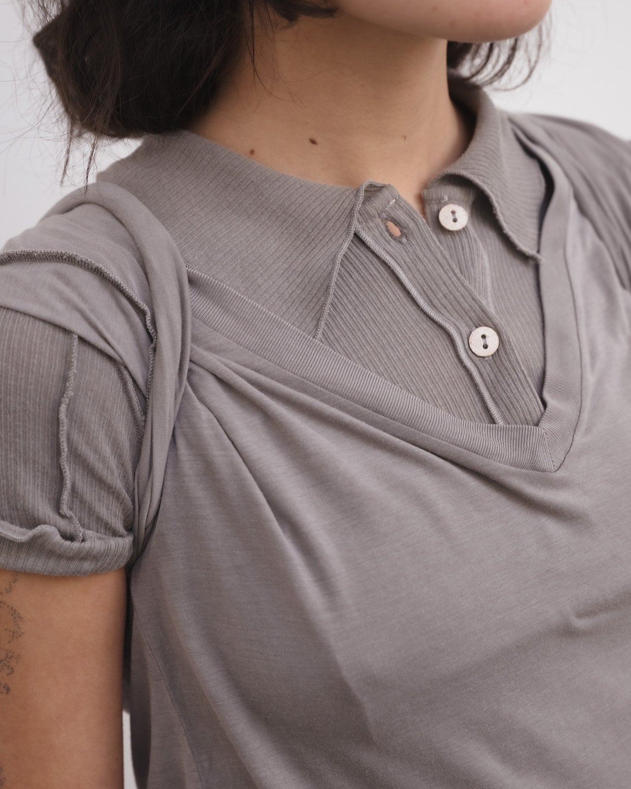 V Neck Tee Shirt - Bamboo Lyocell - Gilda Grey