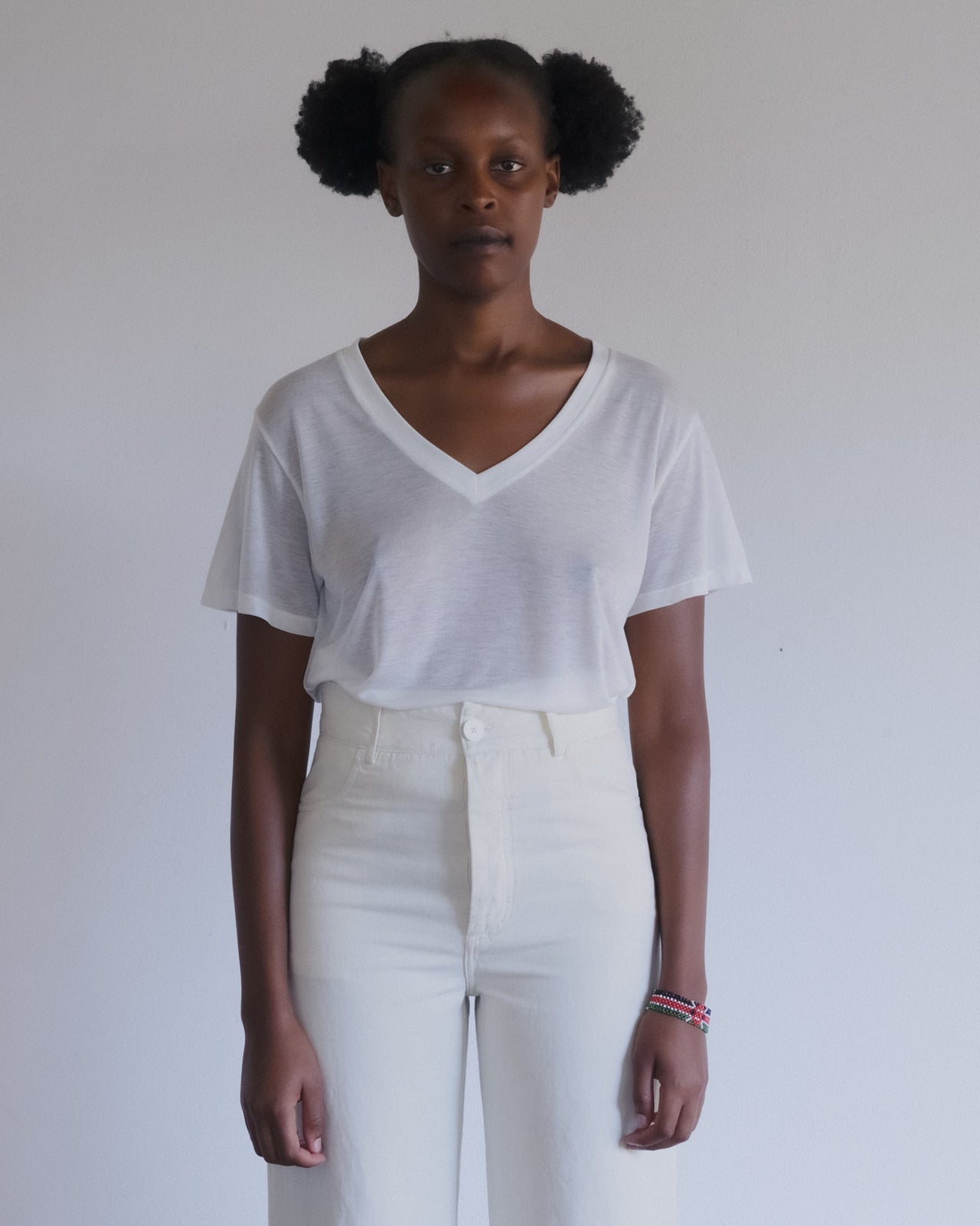 V Neck Tee Shirt - Bamboo Lyocell - Undyed