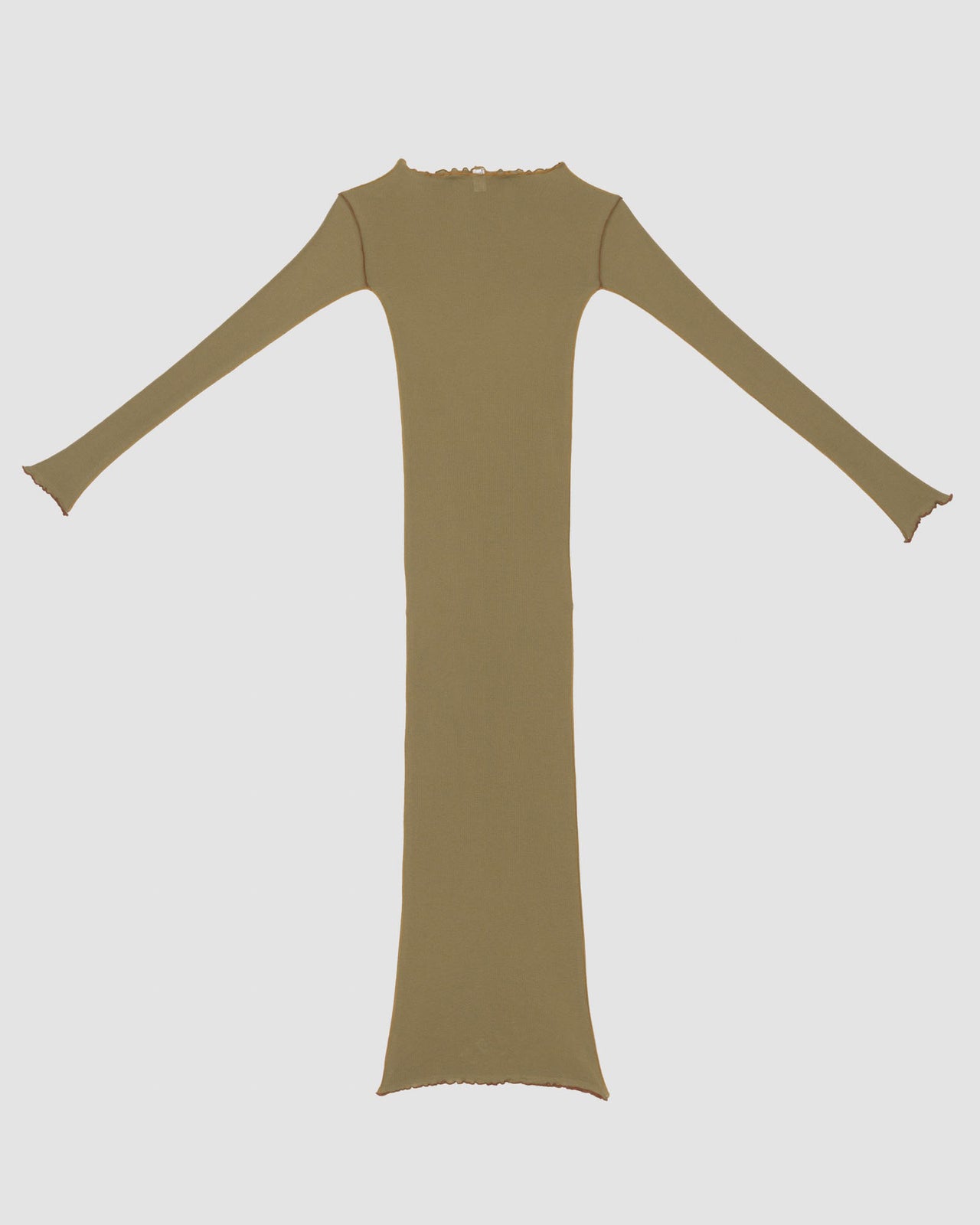 Vein Long Sleeve Dress - Organic Cotton Rib - Jade Brown / Orange