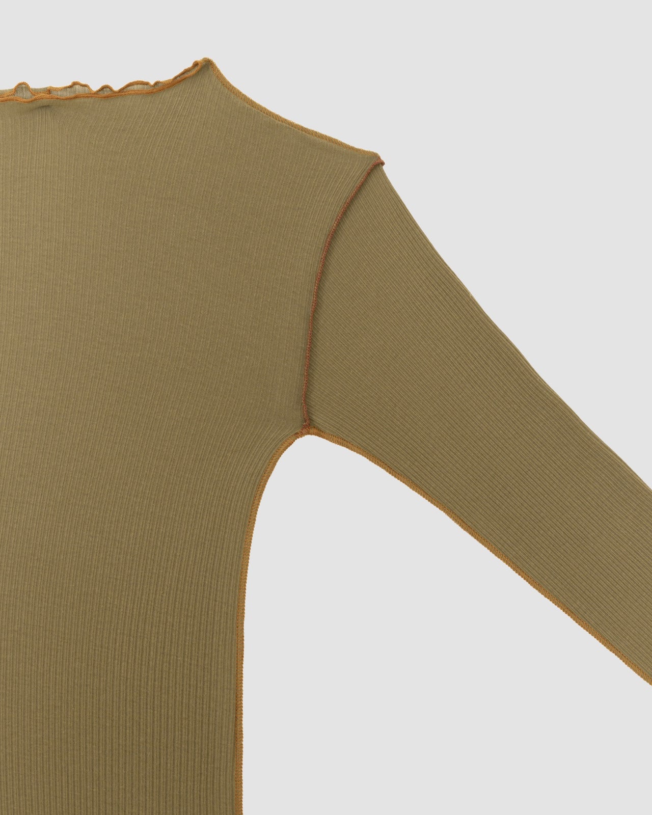 Vein Long Sleeve Dress - Organic Cotton Rib - Jade Brown / Orange