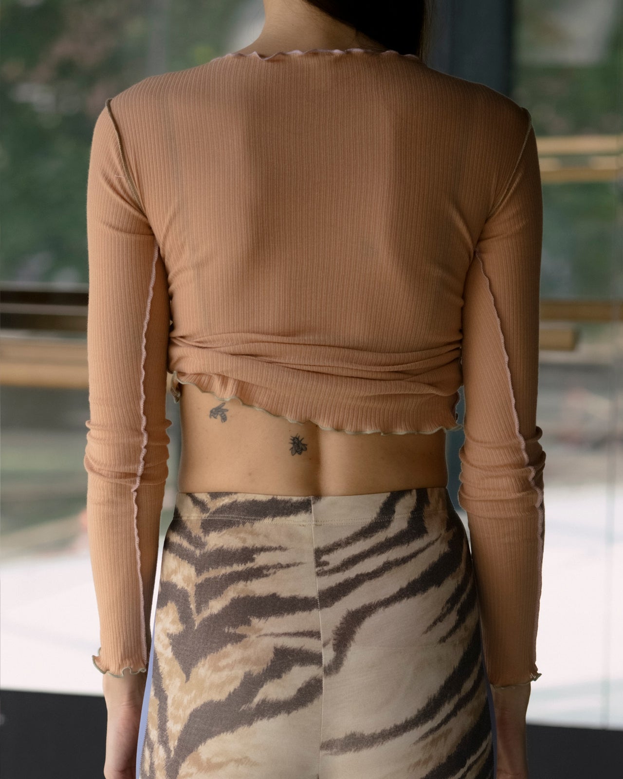 Vein Long Sleeve Tee - Fine Organic Cotton Rib - Aural (Purple/Green)