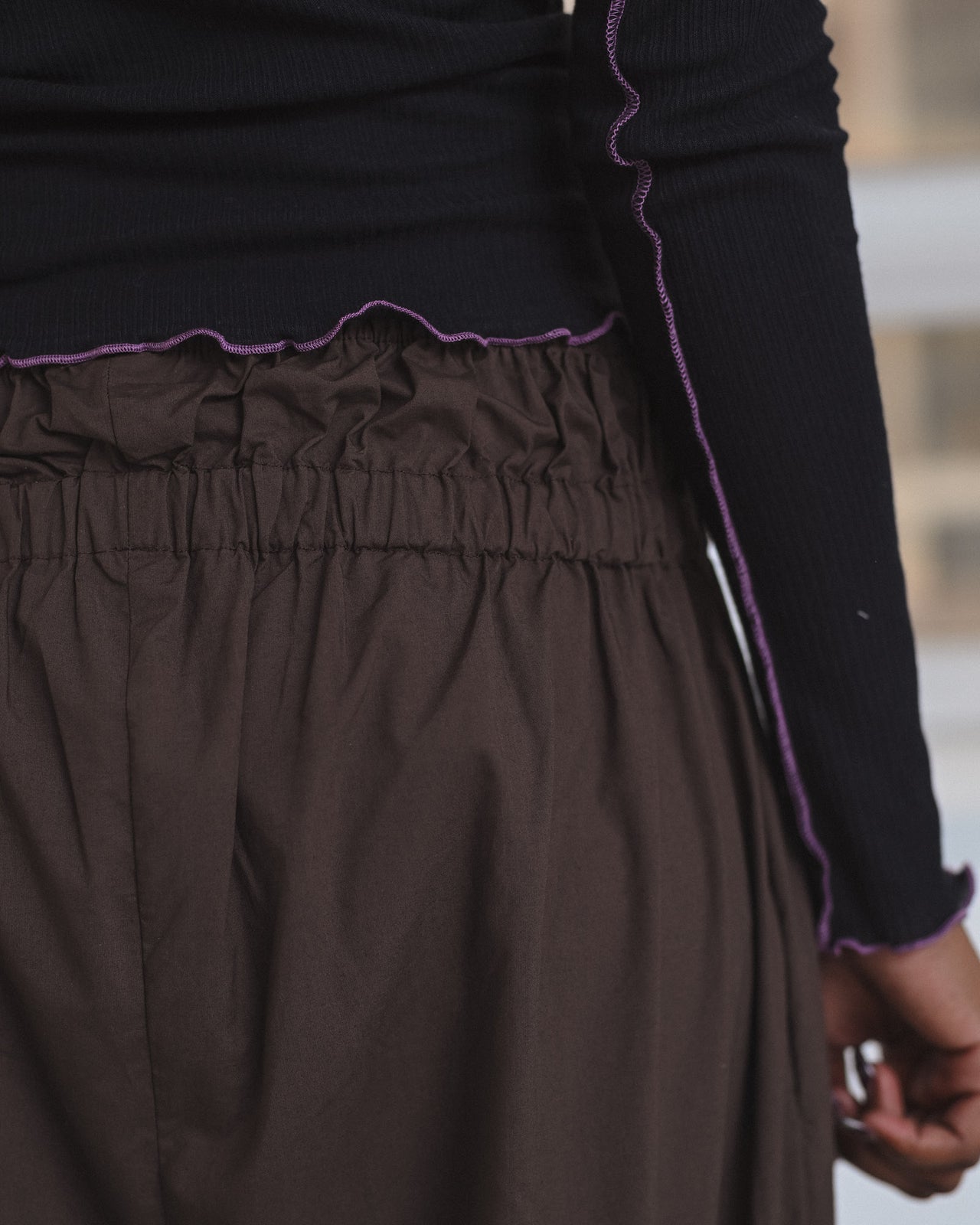 Vein Long Sleeve Tee - Fine Organic Cotton Rib - Murano Navy / Purple