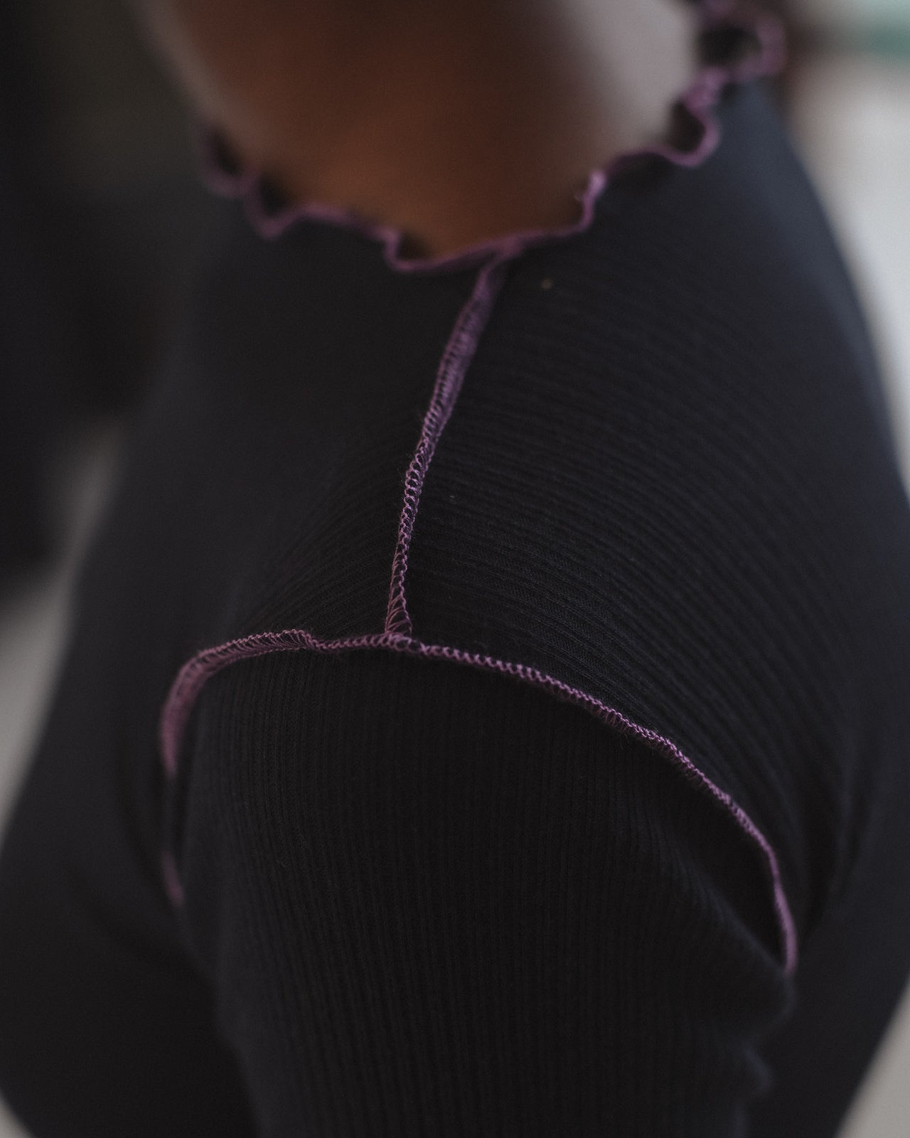 Vein Long Sleeve Tee - Fine Organic Cotton Rib - Murano Navy / Purple