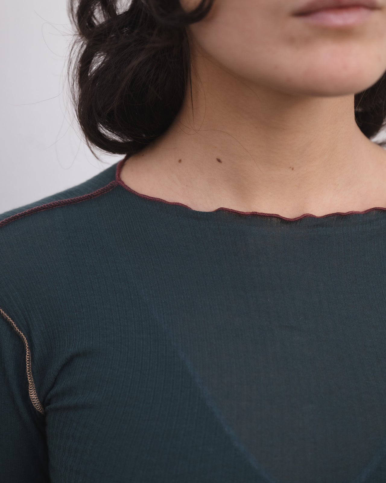 Vein Long Sleeve Tee - Organic Cotton Rib - Hirsu Green