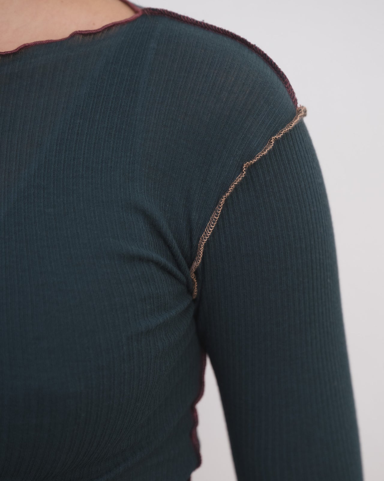 Vein Long Sleeve Tee - Organic Cotton Rib - Hirsu Green