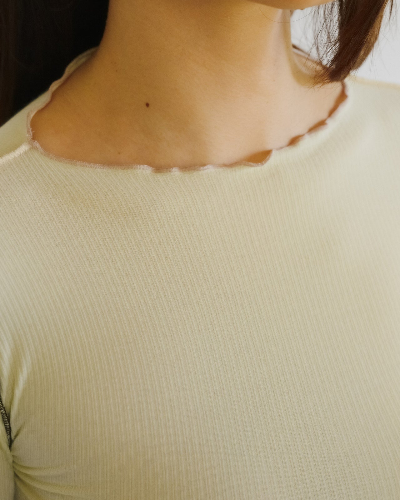 Vein Long Sleeve Tee - Fine Organic Cotton Rib - Iguacu Lime