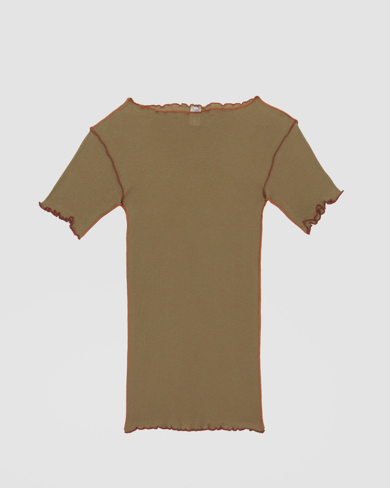 Vein Tee Shirt - Fine Organic Cotton - Jade Brown / Orange