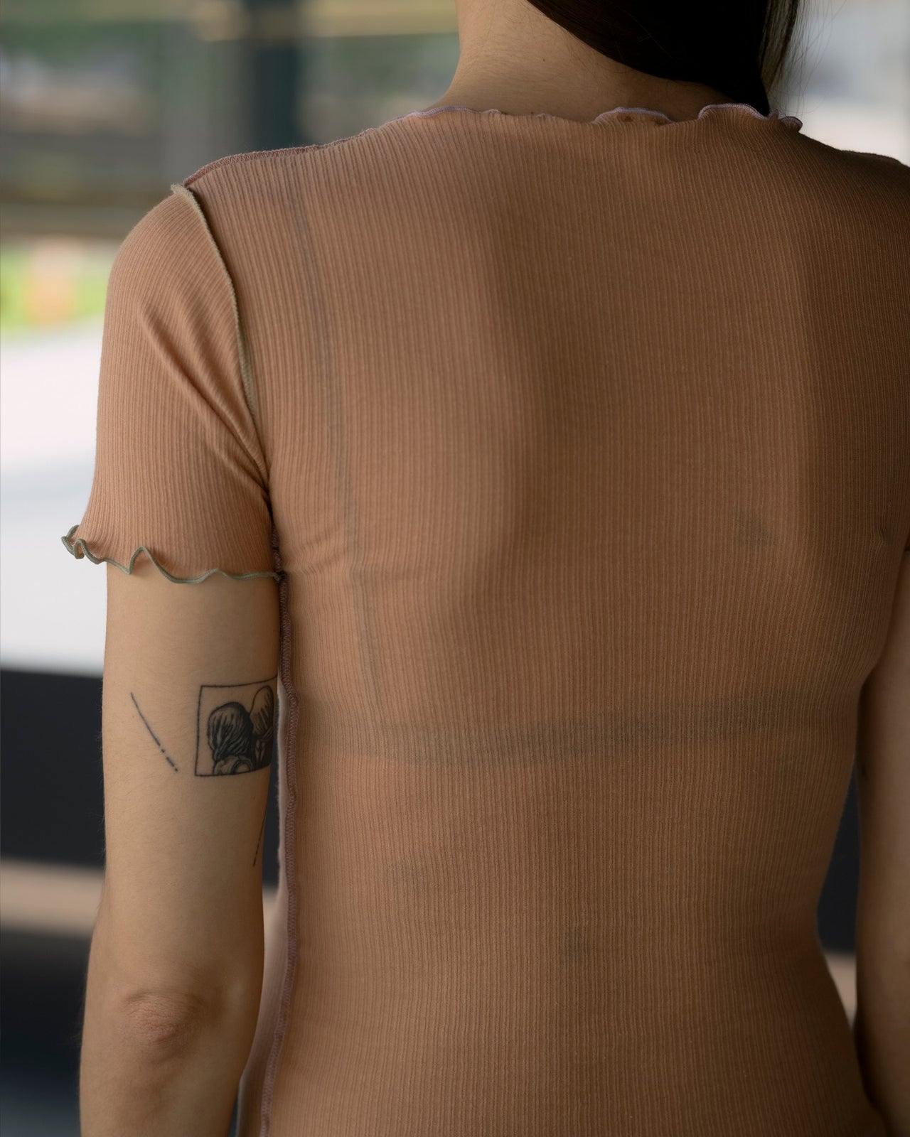 Vein Tee Shirt - Fine Organic Cotton Rib - Aural (Purple/Green)