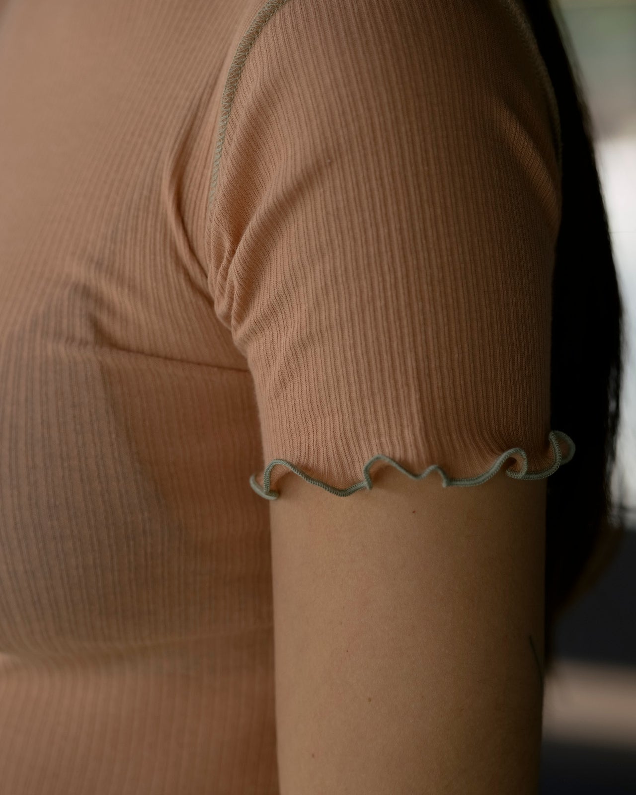 Vein Tee Shirt - Fine Organic Cotton Rib - Aural (Purple/Green)