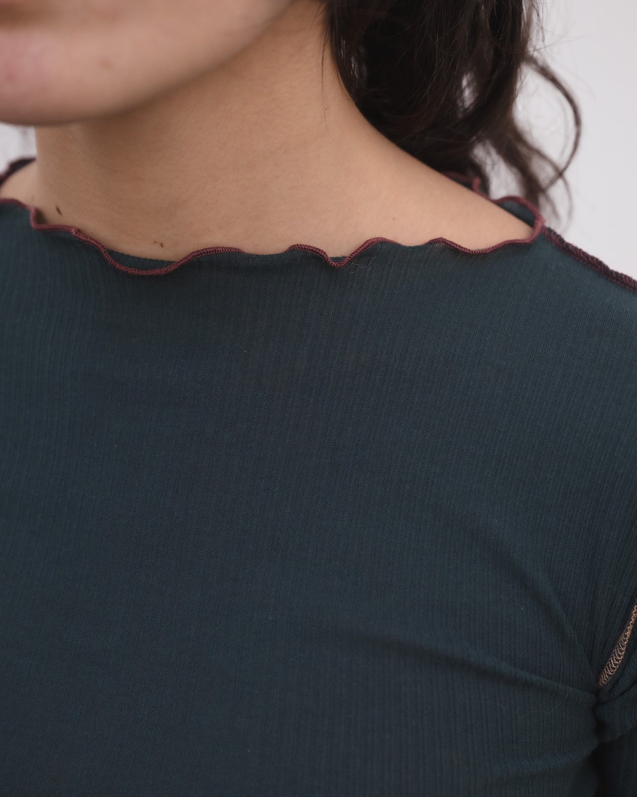 Vein Tee Shirt - Organic Cotton Rib - Hirsu Green