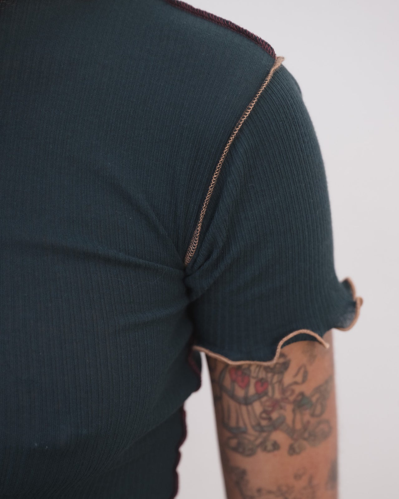 Vein Tee Shirt - Organic Cotton Rib - Hirsu Green