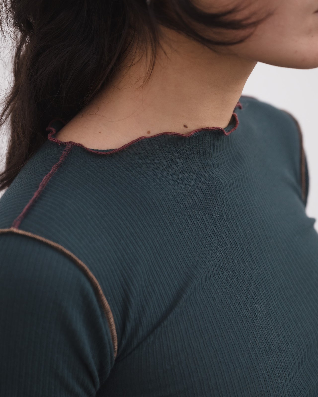Vein Tee Shirt - Organic Cotton Rib - Hirsu Green