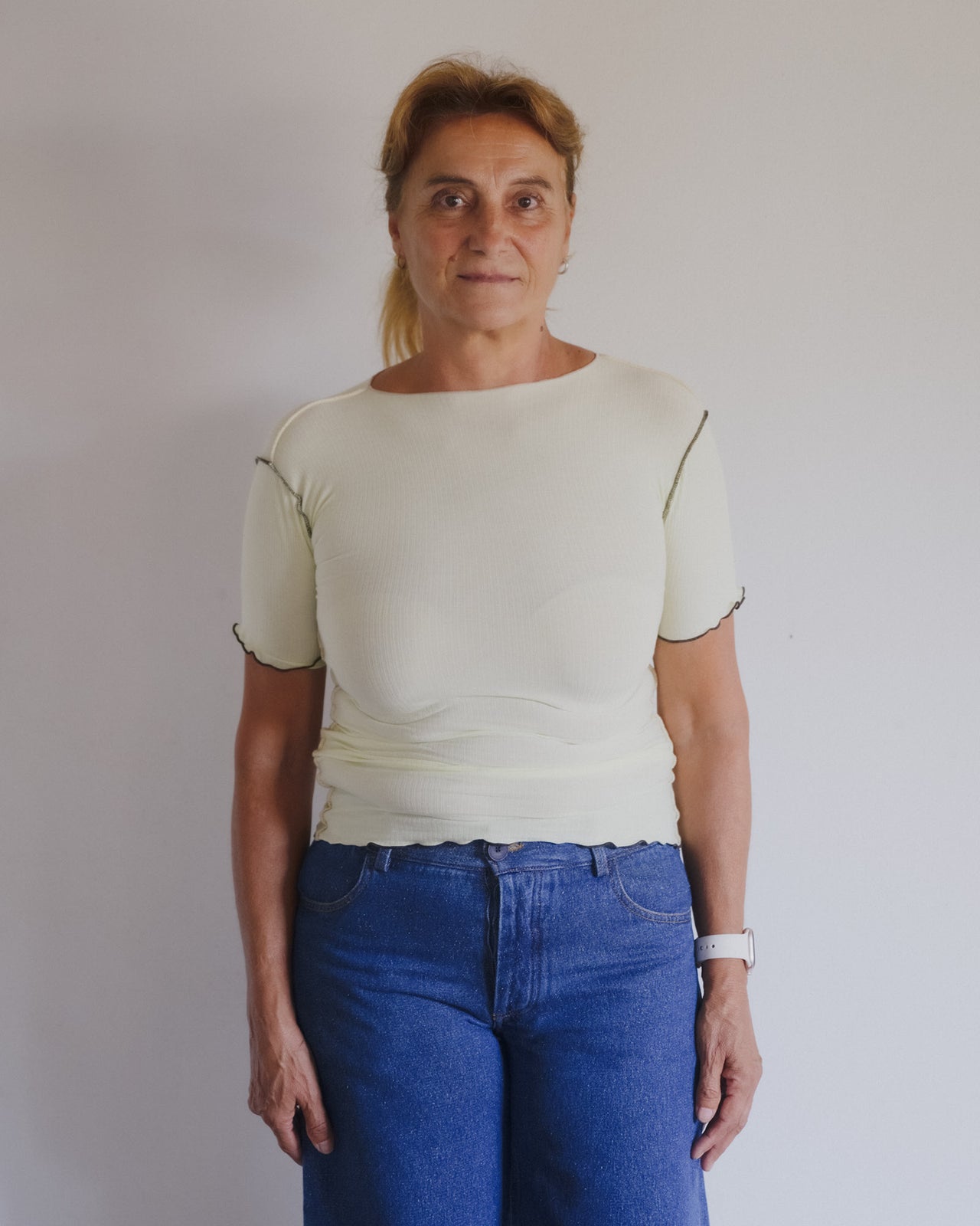 Vein Tee Shirt - Fine Organic Cotton Rib - Iguacu Lime