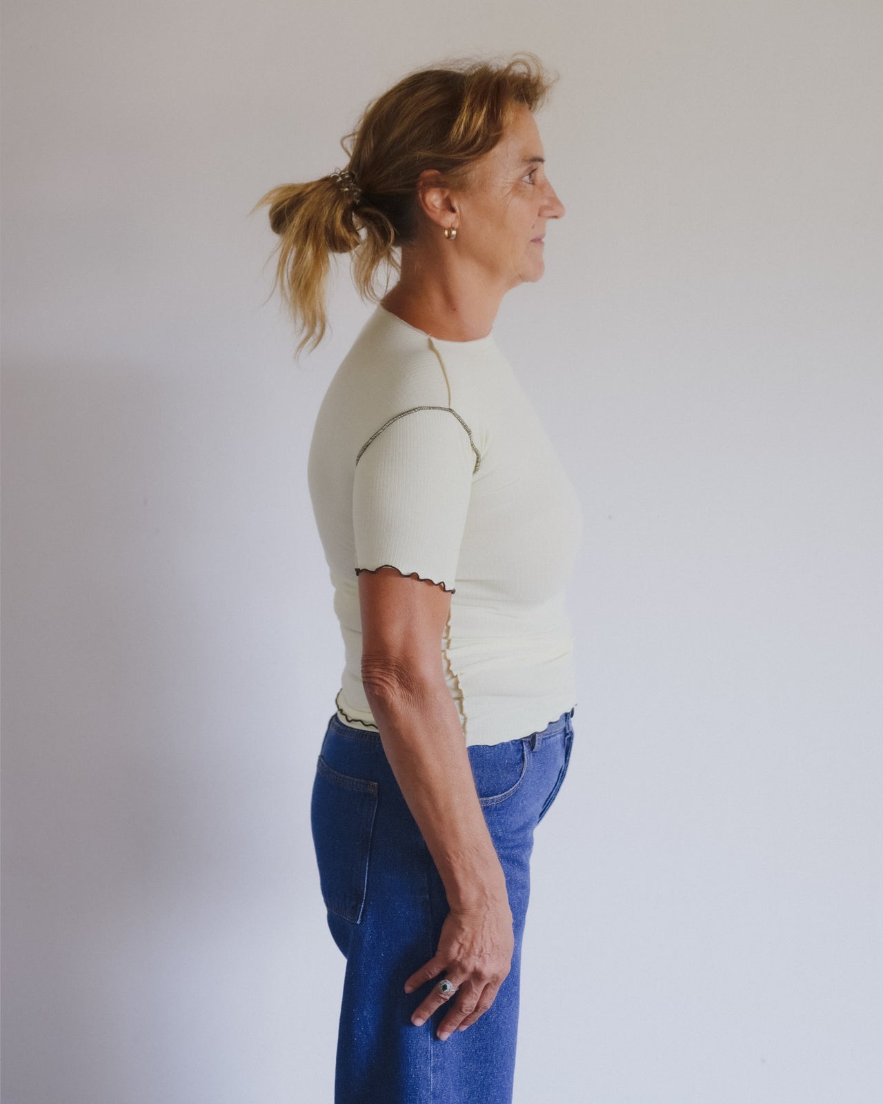 Vein Tee Shirt - Fine Organic Cotton Rib - Iguacu Lime