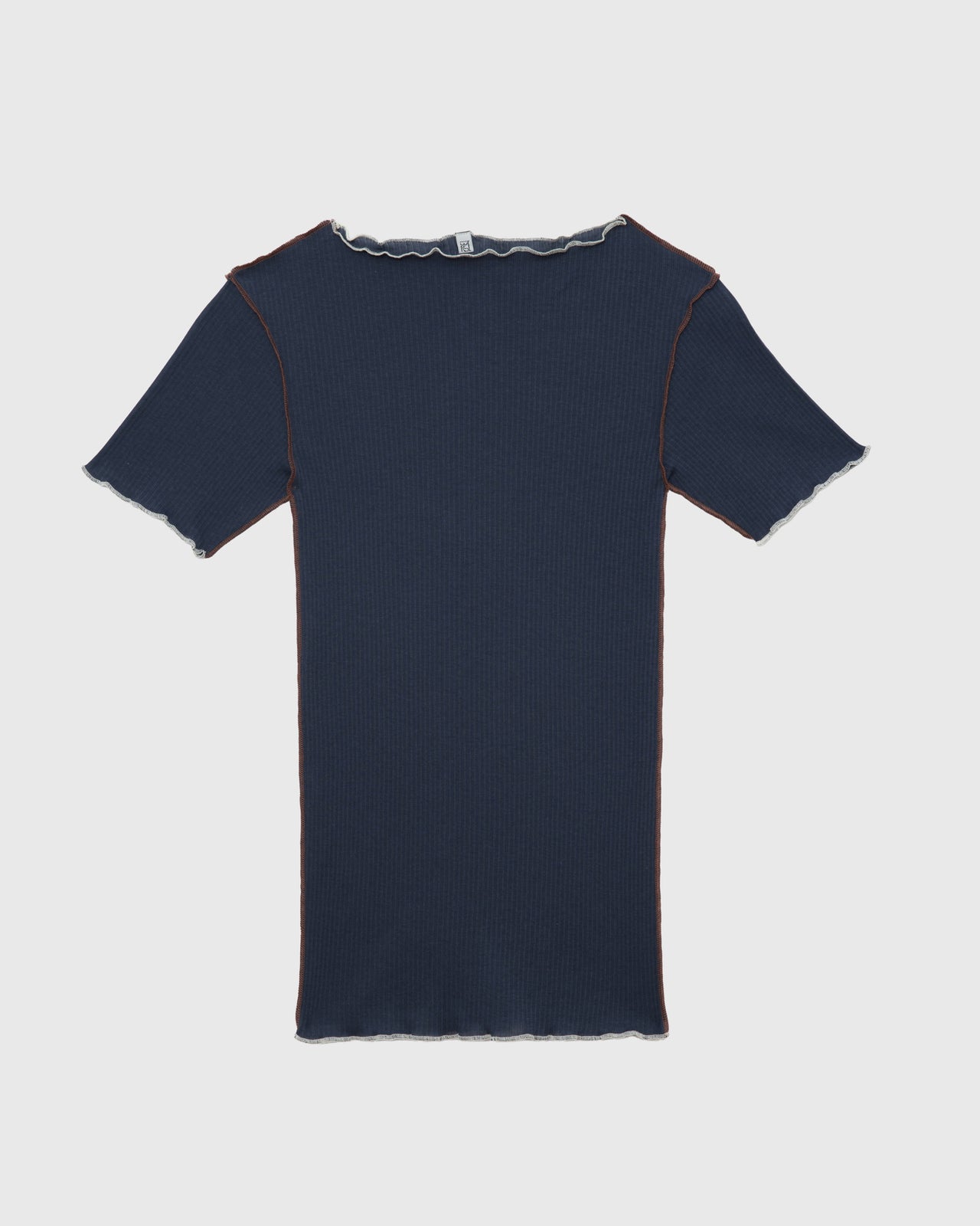 Vein Tee Shirt - Fine Organic Cotton Rib - Preston Blue