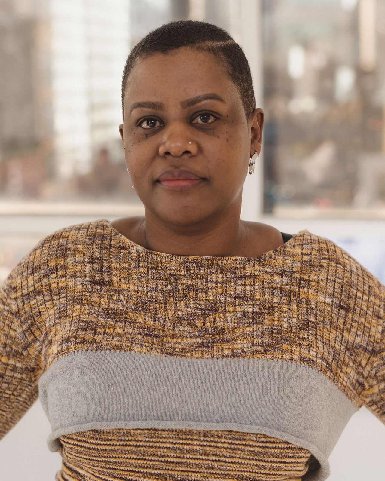 Waste Cropped Sweater - Organic Cotton Rib Knit - Brown Melange