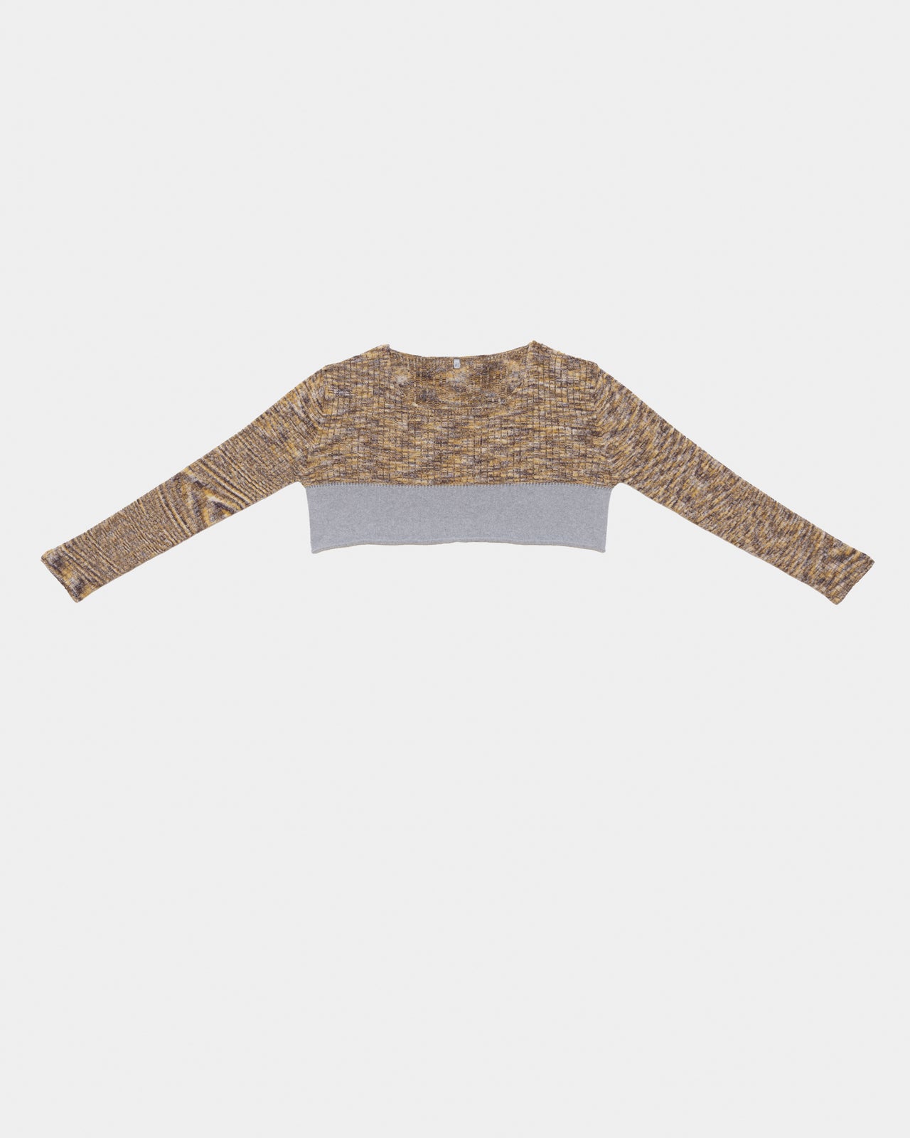 Waste Cropped Sweater - Organic Cotton Rib Knit - Brown Melange