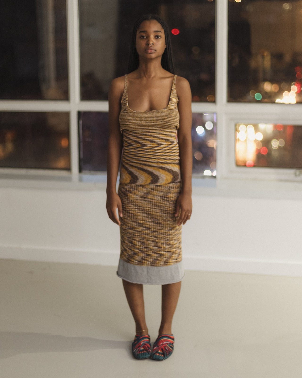 Waste Skirt - Organic Cotton  Rib Knit - Brown Melange