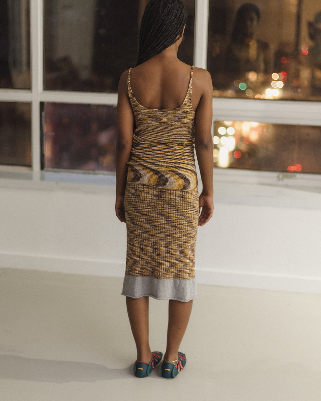 Waste Skirt - Organic Cotton  Rib Knit - Brown Melange