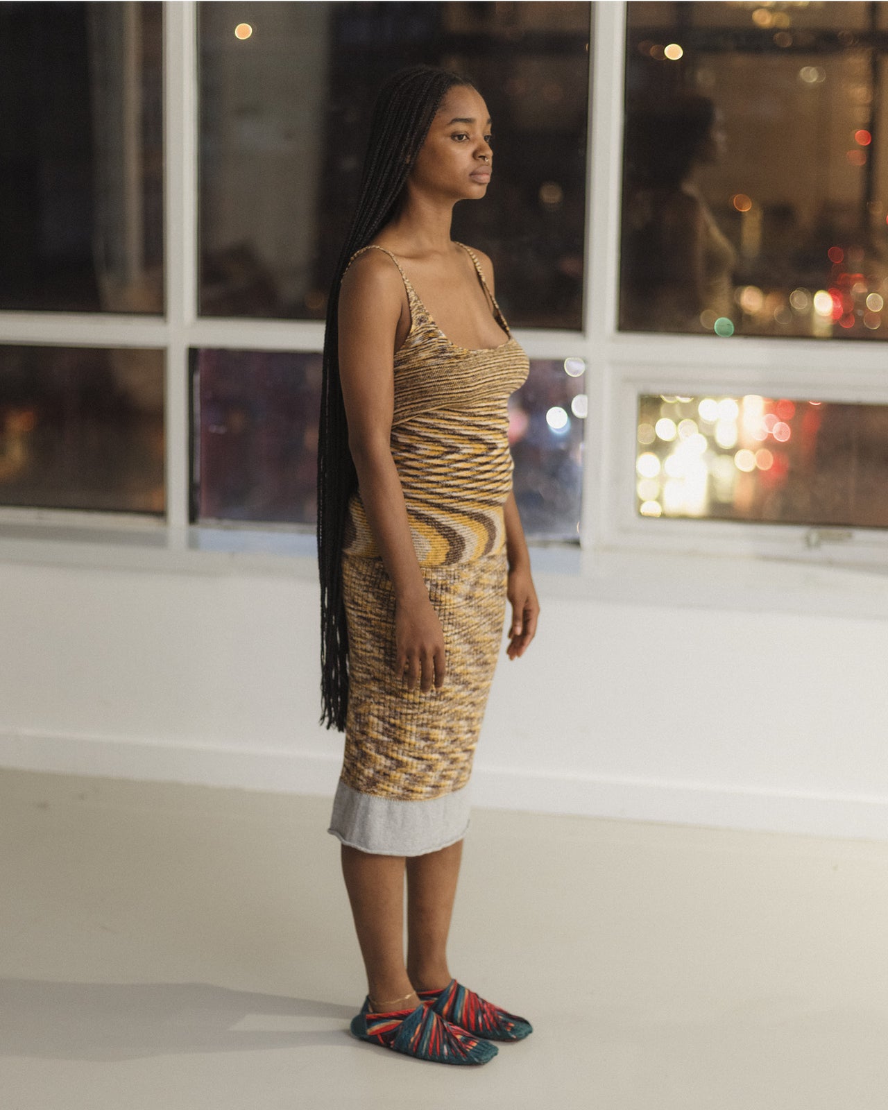 Waste Skirt - Organic Cotton  Rib Knit - Brown Melange