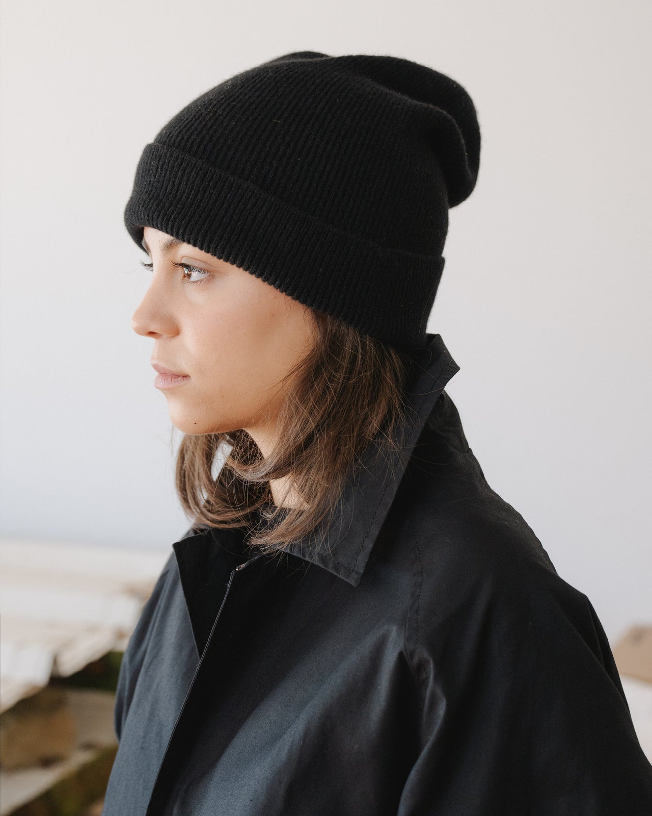 Whit Beanie - Recycled Cashmere - Black