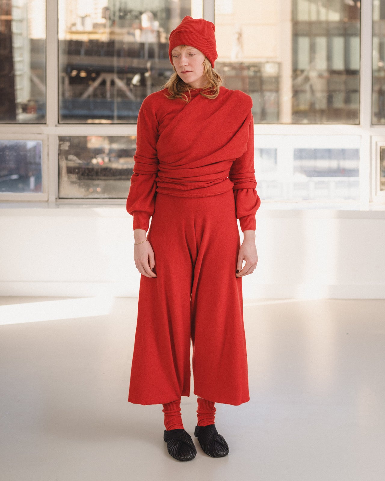 Whit Beanie - Recycled Cashmere Rib - Melograno Red