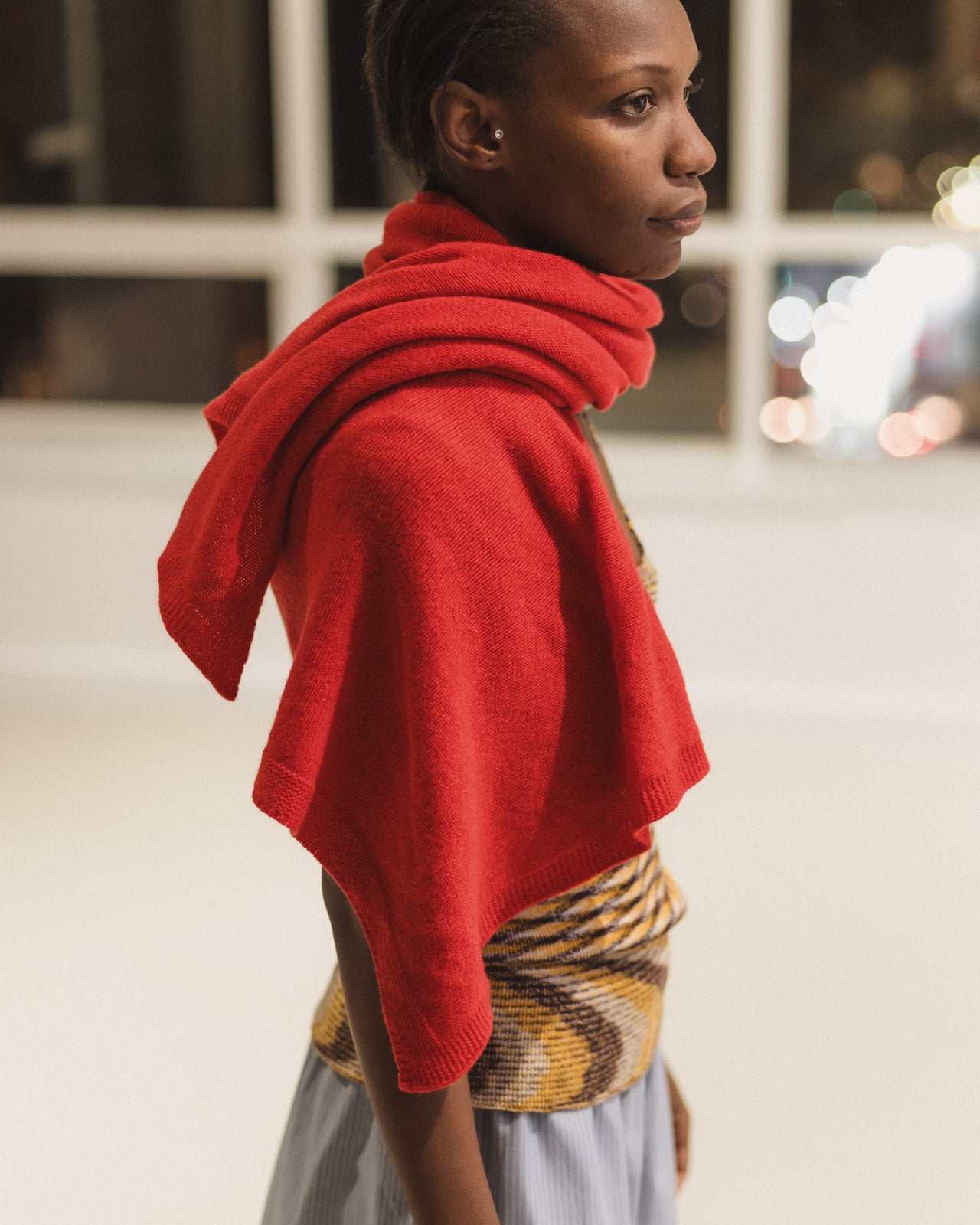 Whit Scarf - Recycled Cashmere Rib - Melograno Red