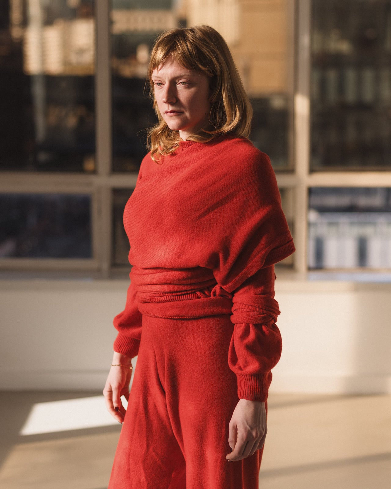 Whit Scarf - Recycled Cashmere Rib - Melograno Red