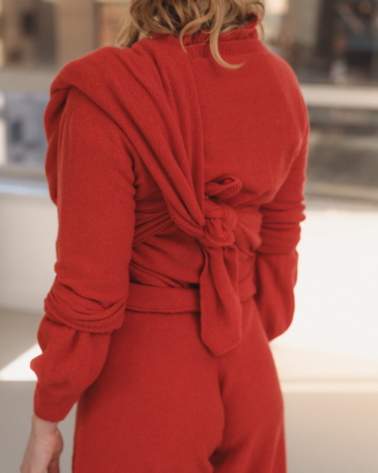 Whit Scarf - Recycled Cashmere Rib - Melograno Red