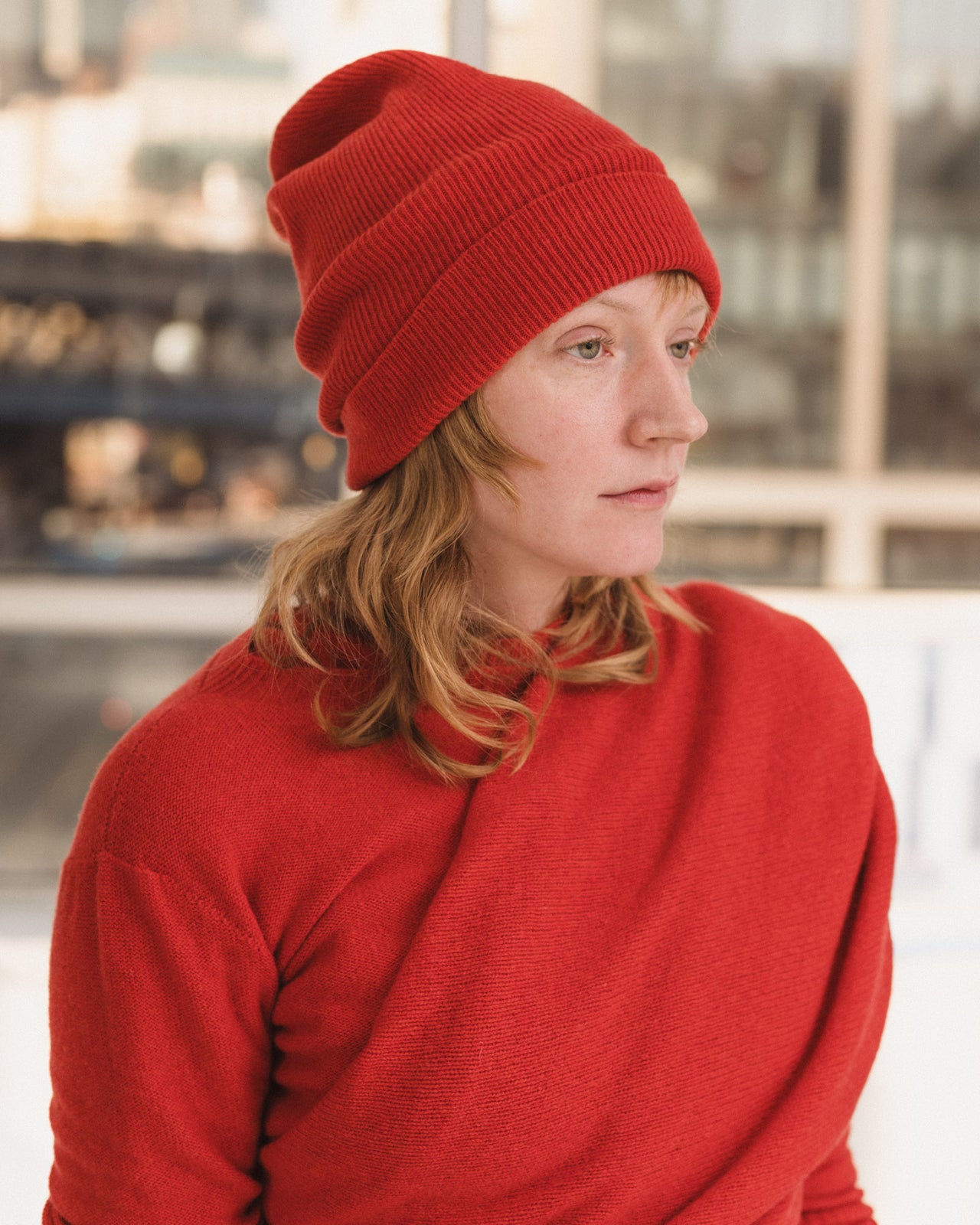 Whit Scarf - Recycled Cashmere Rib - Melograno Red