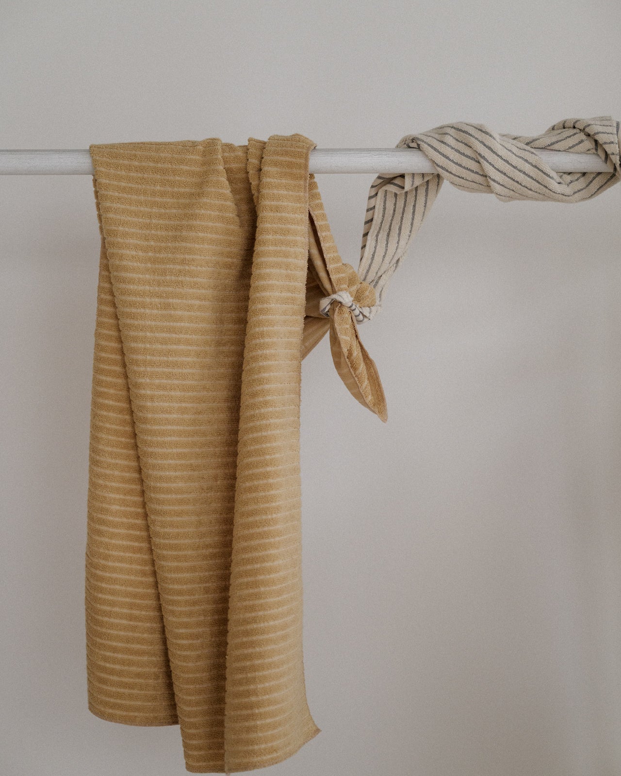 Yoga Mat Towel - Organic Cotton - Black Stripes