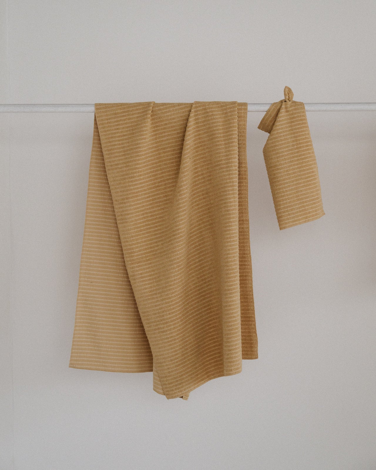 Yoga Mat Towel - Organic Cotton - Brown Stripes