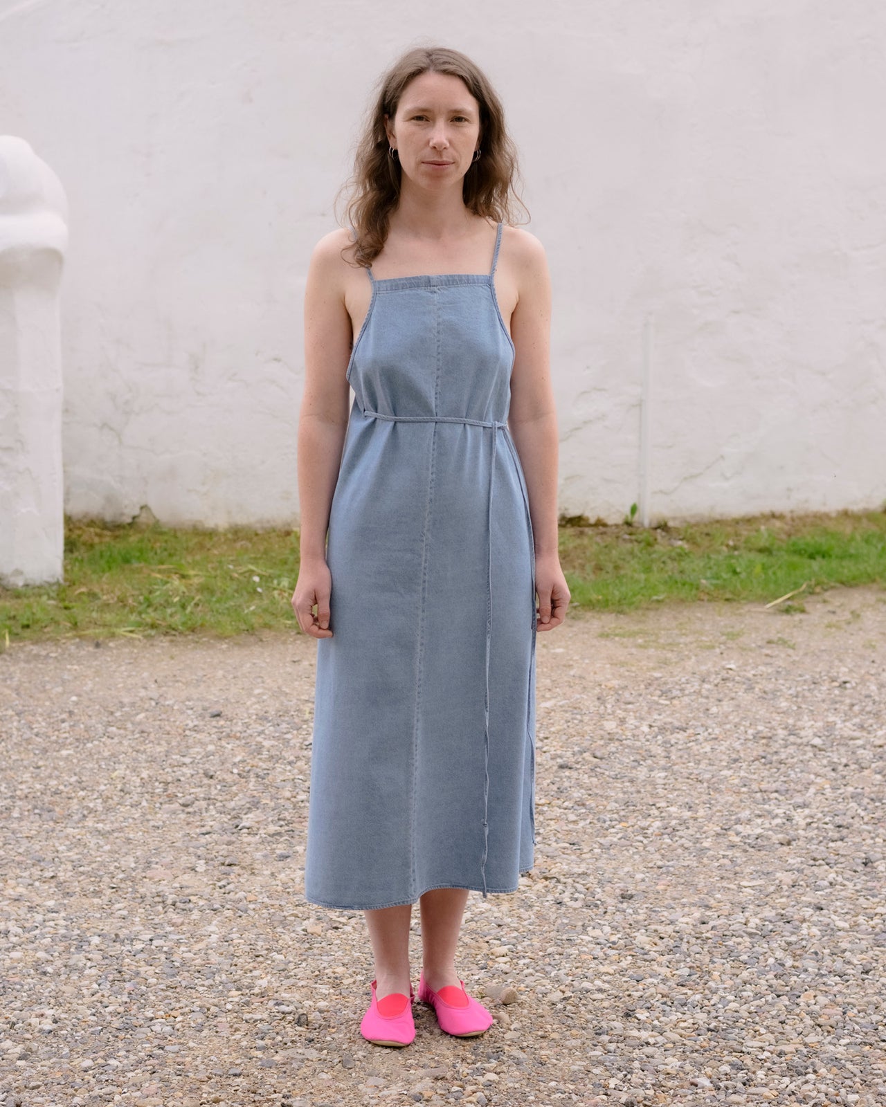 Yumi Apron Dress - Silk Cotton - Light Blue Wash